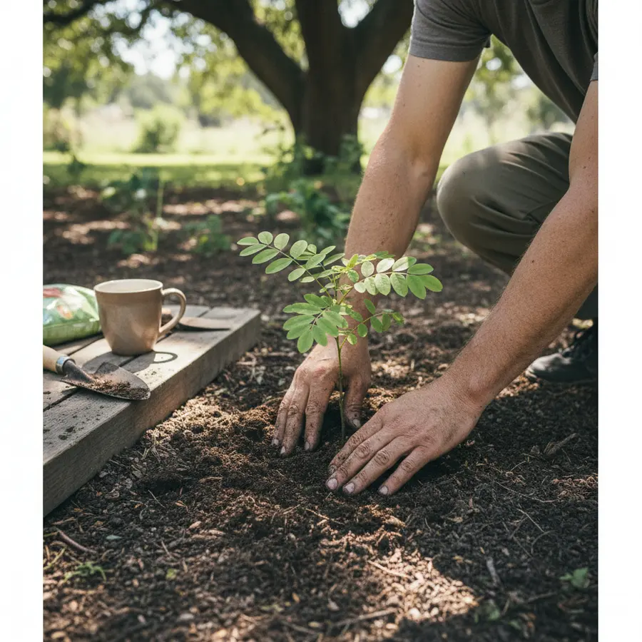 Akazie: Alles über Arten, Pflege, Holz & Besonderheiten - Photo Gärtner pflanzt Robinie für Akazie: Arten, Pflege und Holzinformationen