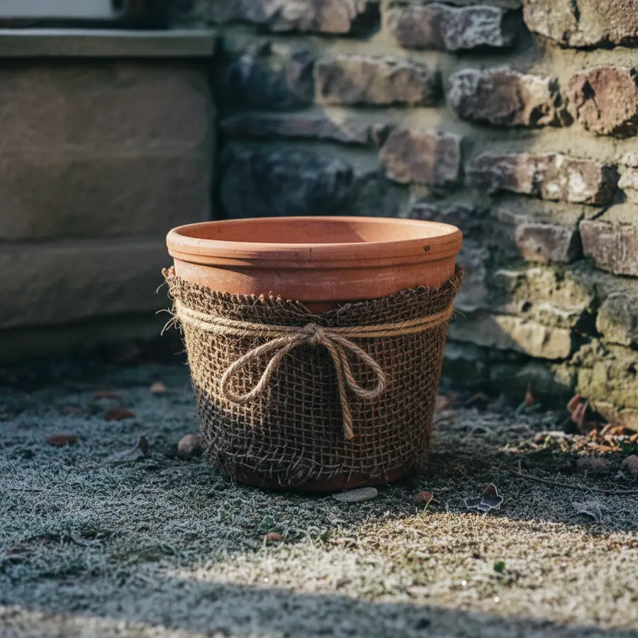 Sommerflieder kaufen: Beliebte Sorten & Tipps zur Pflege - Photo Sommerflieder kaufen im Terrakottakübel mit Bast und Jute, im Morgenlicht