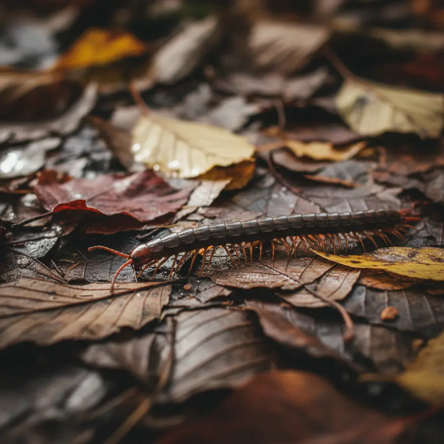 Tausendfüßler: Arten, Giftigkeit & nützliche Fakten im Überblick - Photo Tausendfüßer zwischen Herbstblättern – typische Art und Giftigkeit im Überblick