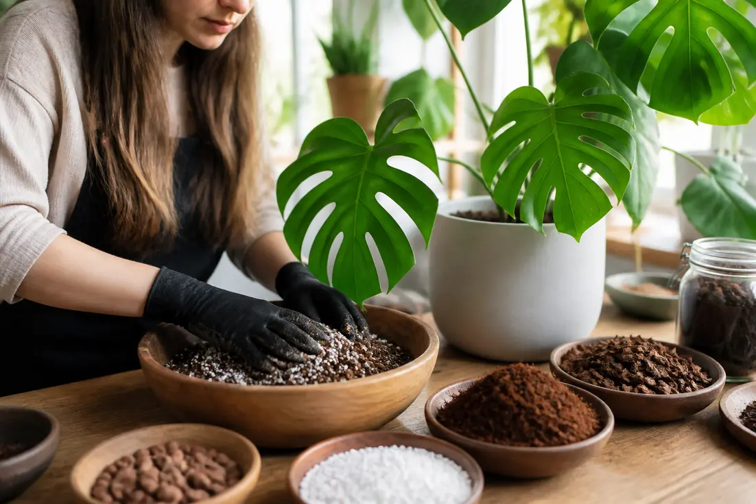 Monstera-Erde selbst mischen: Das Geheimnis für prächtige Blätter