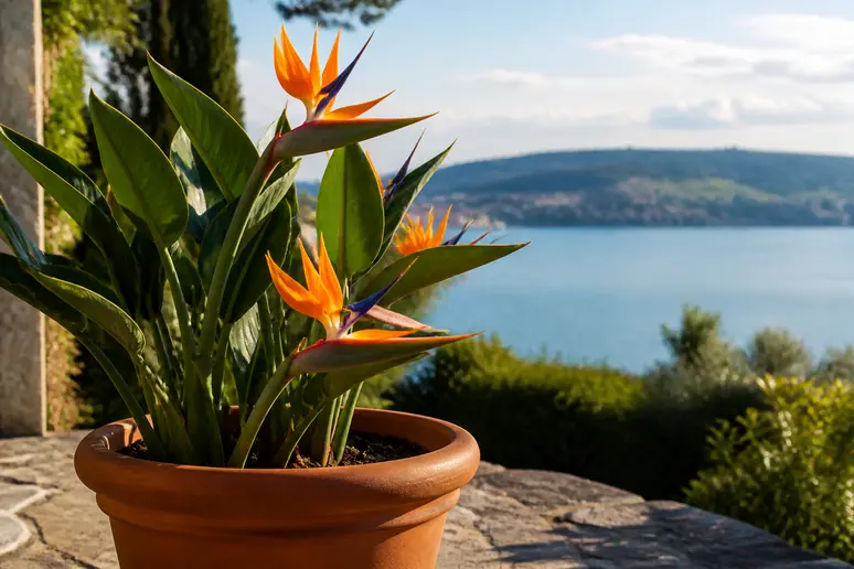 Paradiesvogelblume am Bodensee profitiert von Sommerfrische und natürlichem Licht